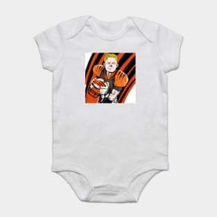 Cincinnati bengal joe burrow, in cartoon quarterback in superbowl Baby Bodysuit